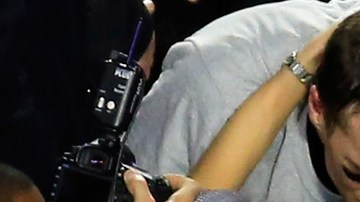 Una de las fotos más tiernas de la pareja durante la celebración del Super Bowl de los Patriots.