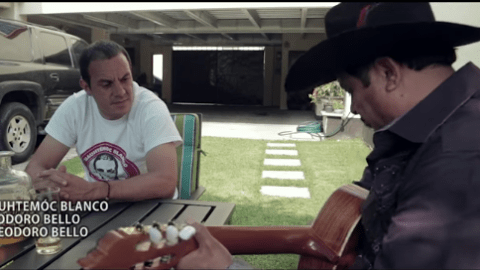Cuauhtémoc Blanco y Teodoro Bello presentan el corrido del exfutbolista y actor para su campaña electoral.