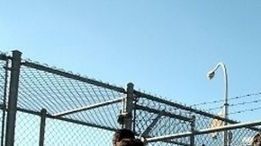 Inmigrantes deportados cruzan la frontera hacia México.