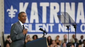 Obama dio un discurso en el 9th Ward de Nueva Orleans.
