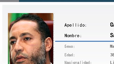 Ficha de información de Saadi Gadafi, hijo del exlíder libio Muamar Gadafi, elaborada por la Secretaría de Gobernación de México.