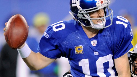Eli Manning (10), mariscal de campo de los Giants, fue escogido como suplente por la Conferencia Nacional.
