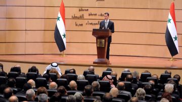 El presidente Bashar Assad durante el discurso que se prolongó por dos horas.