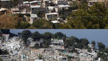 Una comparacion del Haití del 2010 (izq.)  y el Haití de hoy, tras el sismo que cobró unas 300,000 muertes y miles de viviendas.