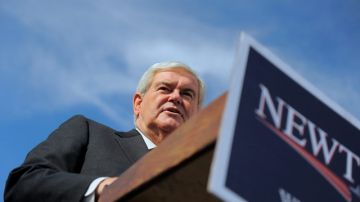 El aspirante presidencial a la nominación republicana, Newt Gingrich, se dirige a sus simpatizantes en un mitin en Tampa, Florida.