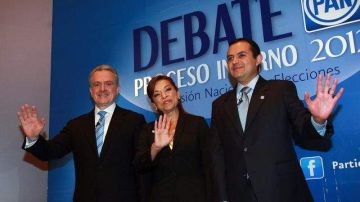 Santiago Creel (izg.), Josefina Vázquez Mota y Ernesto Cordero se juegan hoy la candidatura del PAN a la presidencia.