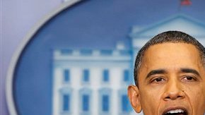 El presidente Barack Obama hoy, durante su primera conferencia de prensa del 2012.