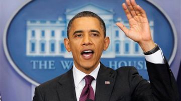 El presidente Barack Obama hoy, durante su primera conferencia de prensa del 2012.