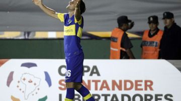 Pablo Ledesma festeja con efusividad el gol de la victoria bostera.