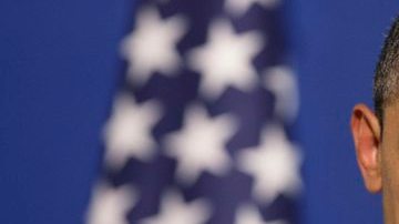 El presidente Barack Obama, en rueda de prensa ofrecida junto al  presidente de Corea del Sur, Lee Myung-bak (no fotografiado),  ayer.