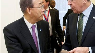 Ki Moon y Sergey Lavrov canciller ruso hablan sobre la situación en Siria.