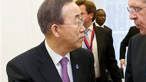 Ki Moon y Sergey Lavrov canciller ruso hablan sobre la situación en Siria.