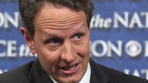 El secretario del Tesoro, Timothy Geithner, cuando hablaba durante un programa grabado de la CBS, 'Frente a la Nación', en Washington.