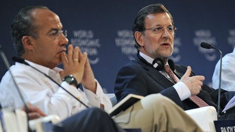 Los mandatarios de México, España y Guatemala   en el foro.