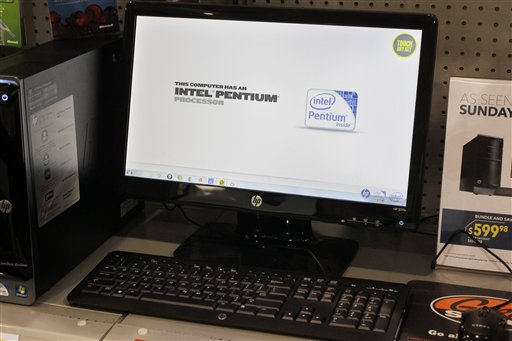 Un anuncio de Intel en una computadora.