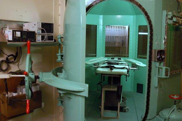 Cámara de la muerte en la prisión estatal de San Quintín, en California.
