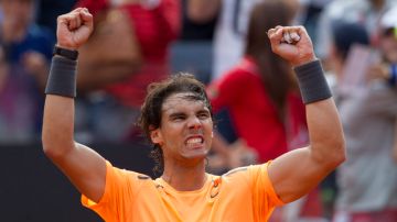 Rafael Nadal celebra su victoria ayer .
