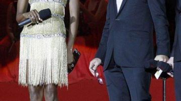 Naomi Campbell y Antonio Banderas el sábado en Viena.