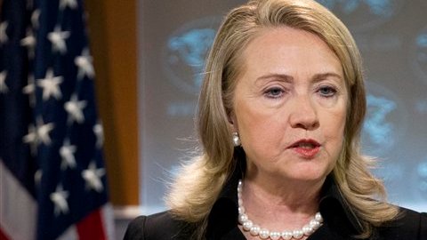 Hillary Clinton, titular de la cancillería estadounidense, en conferencia de prensa.
