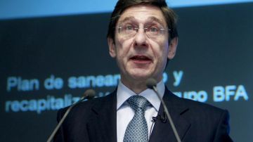 El presidente de Bankia, Jose Ignacio Goirigolzarri, durante su comparecencia ayer ante la prensa.
