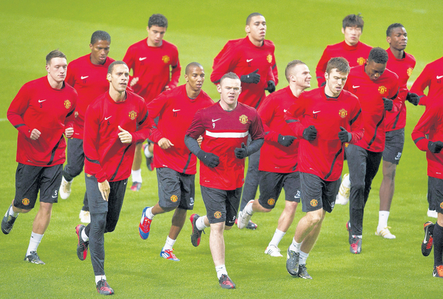Jugadores del Manchester United durante un entrenamiento en Holanda.