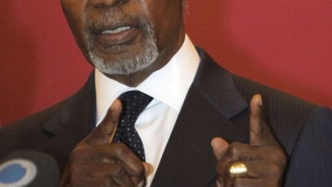 El enviado especial de la ONU y de la Liga Árabe, Kofi Annan,en rueda de prensa en Damasco, Siria,