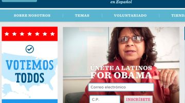 Esta imagen de la página 'web' barackobama.com muestra la versión en español del sitio para afianzar el voto hispano.
