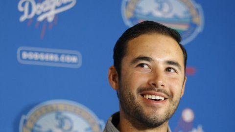 Andre Ethier durante la conferencia de prensa realizada en Los Ángeles.