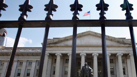Vista del edificio del Tesoro en Washington, D.C., agencia que anunció que la deuda se acerca al billón de dólares.