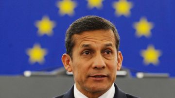 Ollanta Humala, en el pleno del Parlamento Europeo en Estrasburgo.