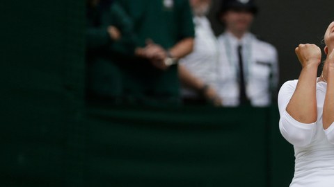 Sabine Lisicki celebra su triunfo de ayer sobre la favorita Maria Sharapova.
