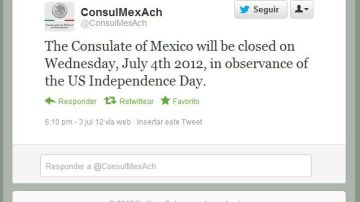 La red de consulados mexicanos en EE UU notificó vía redes sociales.