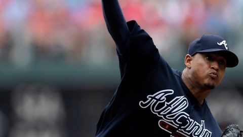 El lanzador de los Bravos, Jair Jurrjens (3-2), en plena faena ayer en el juego que ganó contra Filadelfia.
