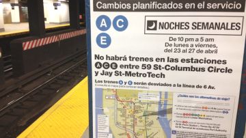 Por cuatro noches seguidas la MTA cancelará el servicio del tren A C y E.
