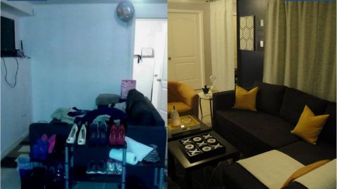 El sótano del hogar de la familia Abeja antes y después de ser remodelado.
