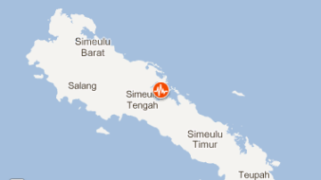Mapa de ubicación de terremoto de 6,6 grados en el oeste de Indonesia.