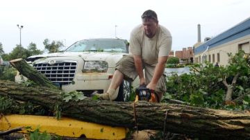Las lineas eléctricas y árboles fueron derribados en Elmira, NY.