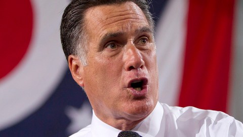 El virtual candidato Mitt Romney  cuando hablaba en Bowling Green, Ohio.