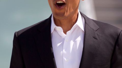 El presidente Barack Obama,   ayer, al llegar a Chicago.