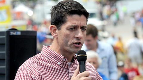 El candidato republicano a la vicepresidencia, el congresista Paul Ryan, habla ante partidarios, ayer.
