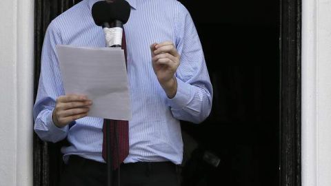 El fundador de Wikileaks, Julian Assange, en declaración.