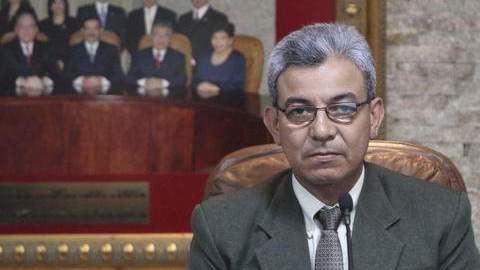 El nuevo presidente de la Corte Suprema de Justicia (CSJ) de El Salvador, Salomón Padilla asiste a la sesión de Corte Plena en San Salvador, donde asumió su cargo.