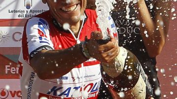 Joaquim 'Purito' Rodríguez celebra su triunfo de ayer en la Vuelta a España.