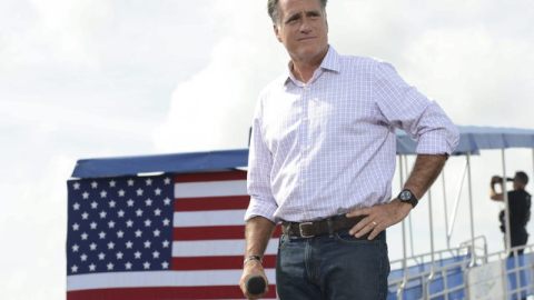 Mitt Romney, candidato republicano a la presidencia de EEUU, en un acto en Lakeland, Florida, ayer.