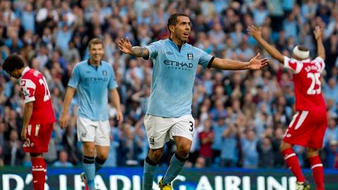 Carlos Tévez ha tenido un gran arranque en la Premier League anotando goles para el Manchester City.
