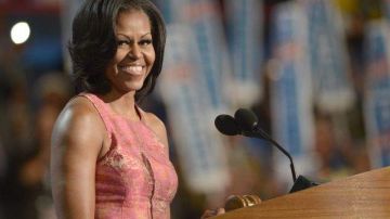 La primera dama estadounidense, Michelle Obama, habla ante la Convención Demócrata.