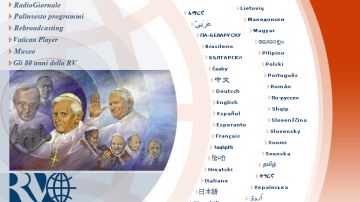 Página principal de Radio Vaticana.