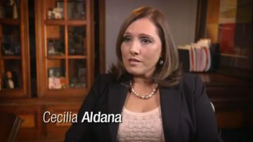 Cecilia Aldana es la figura central de la publicidad.