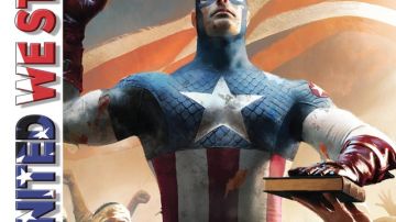 Portada del comic donde el Capitán América juramenta como presidente del país.