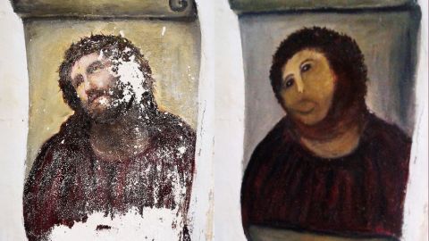 Cecilia Giménez intentó restaurar un Ecce Homo del siglo XIX con resultados poco favorables.